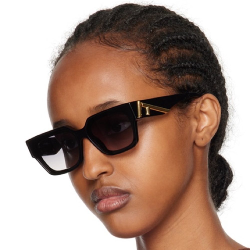 Fendi Black and Gold Sunglasses with Gold detail